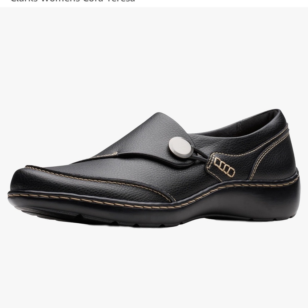 Clarks cora teresa black slip on shoes new 7 m